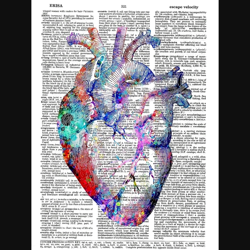 Watercolor Heart Dictionary Art Print
